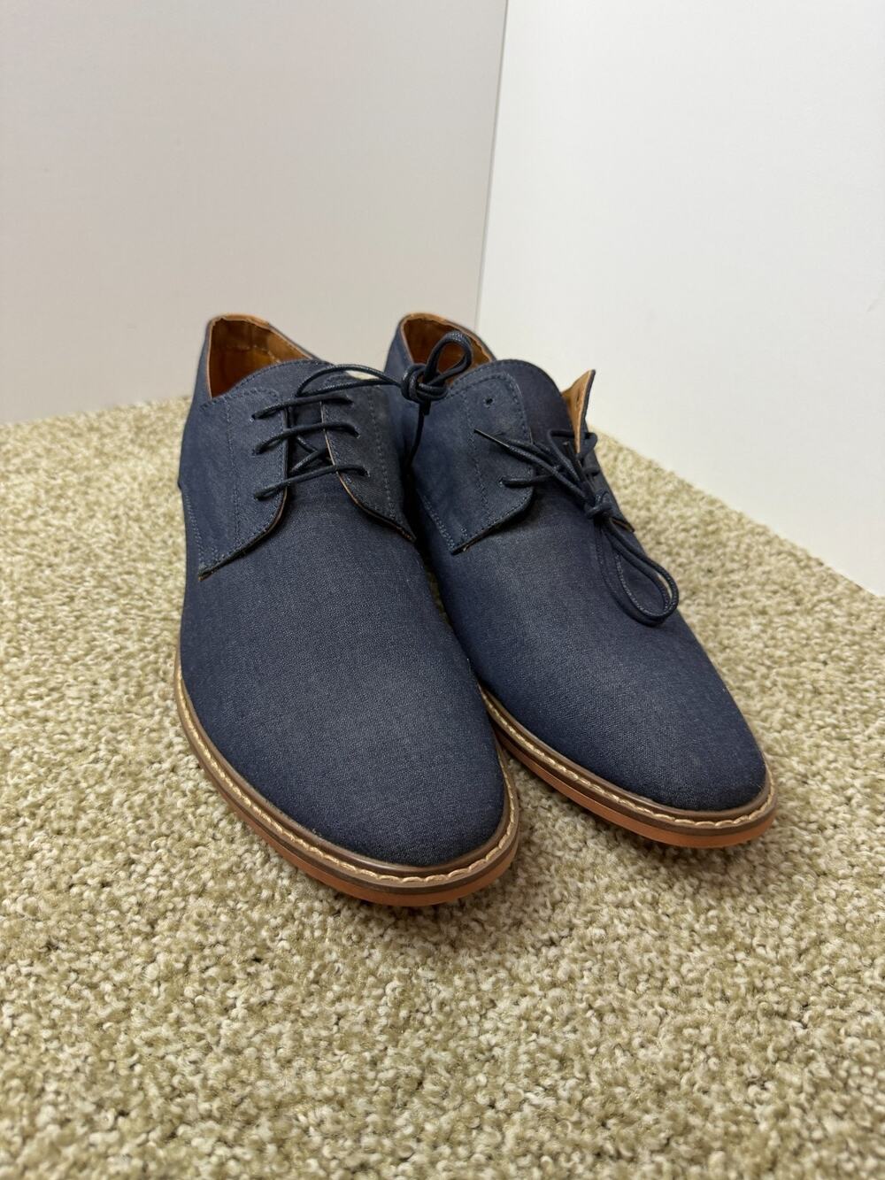 J75 Primo Shoes Mens Size 12 Blue Denim Lace Up Dress Casual Oxford Sneakers